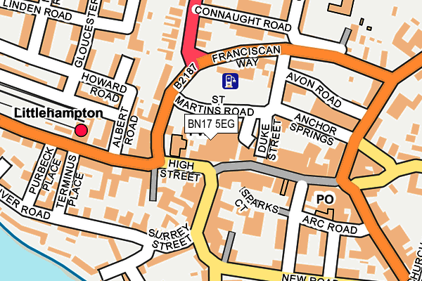 BN17 5EG map - OS OpenMap – Local (Ordnance Survey)