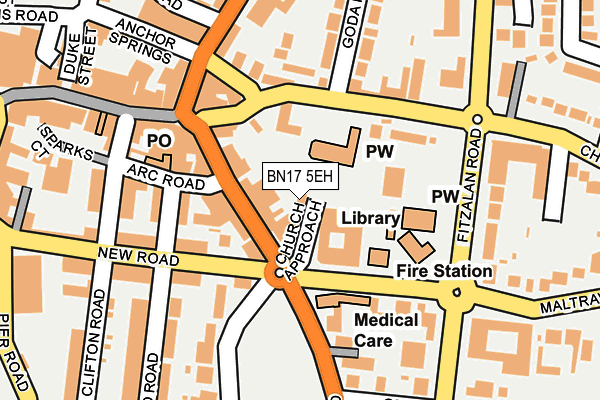 BN17 5EH map - OS OpenMap – Local (Ordnance Survey)