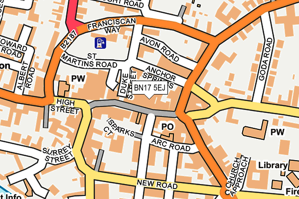 BN17 5EJ map - OS OpenMap – Local (Ordnance Survey)