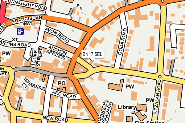 BN17 5EL map - OS OpenMap – Local (Ordnance Survey)