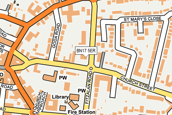 BN17 5ER map - OS OpenMap – Local (Ordnance Survey)