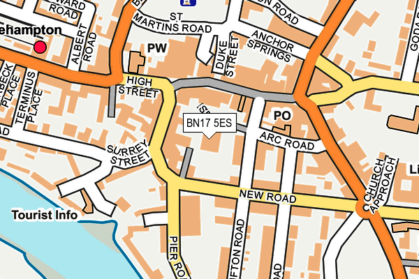 BN17 5ES map - OS OpenMap – Local (Ordnance Survey)