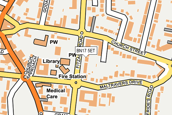 BN17 5ET map - OS OpenMap – Local (Ordnance Survey)