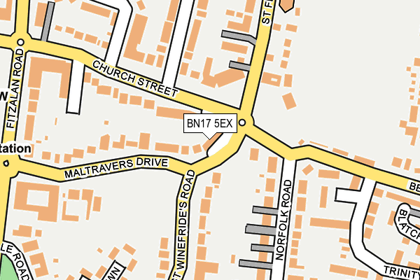 BN17 5EX map - OS OpenMap – Local (Ordnance Survey)