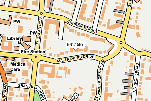 BN17 5EY map - OS OpenMap – Local (Ordnance Survey)