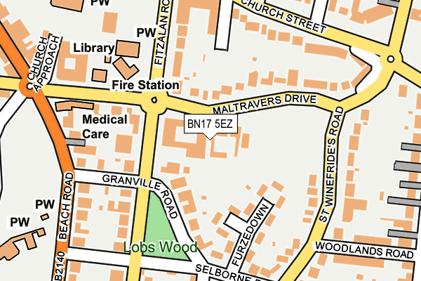 BN17 5EZ map - OS OpenMap – Local (Ordnance Survey)