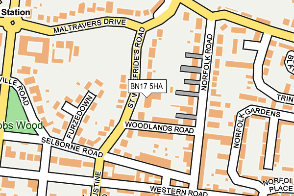 BN17 5HA map - OS OpenMap – Local (Ordnance Survey)