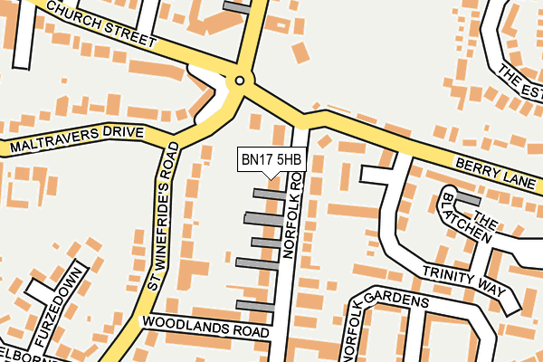 BN17 5HB map - OS OpenMap – Local (Ordnance Survey)