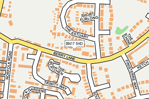 BN17 5HD map - OS OpenMap – Local (Ordnance Survey)