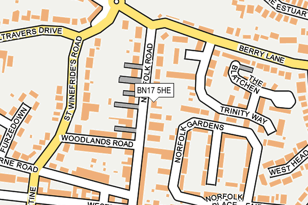 BN17 5HE map - OS OpenMap – Local (Ordnance Survey)