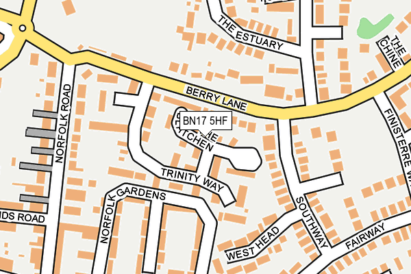 BN17 5HF map - OS OpenMap – Local (Ordnance Survey)