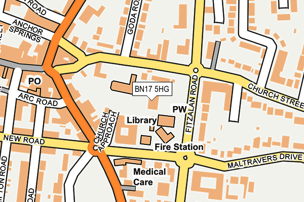 BN17 5HG map - OS OpenMap – Local (Ordnance Survey)