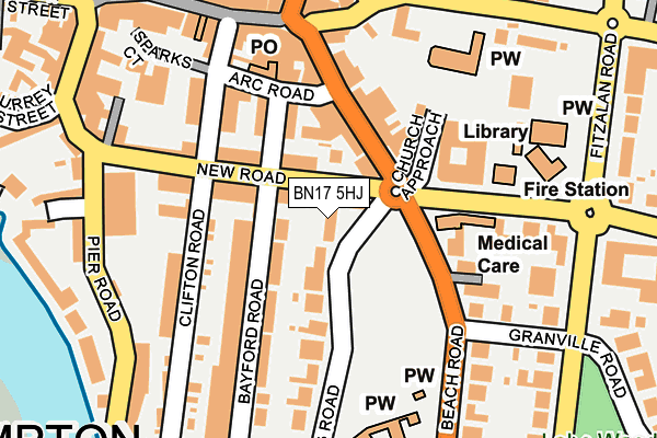 BN17 5HJ map - OS OpenMap – Local (Ordnance Survey)