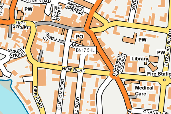 BN17 5HL map - OS OpenMap – Local (Ordnance Survey)
