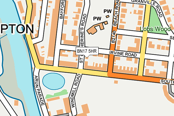 BN17 5HR map - OS OpenMap – Local (Ordnance Survey)
