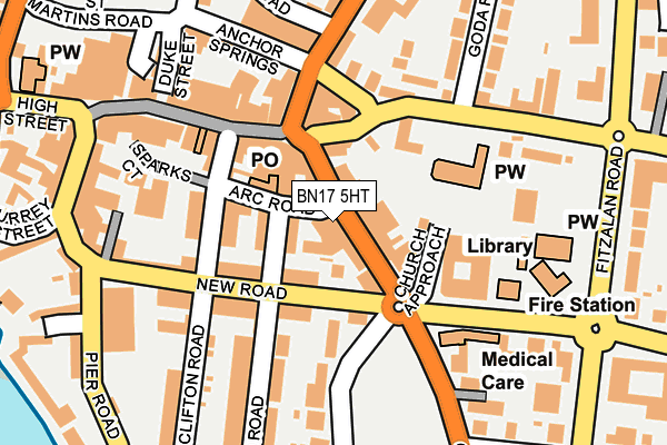 BN17 5HT map - OS OpenMap – Local (Ordnance Survey)
