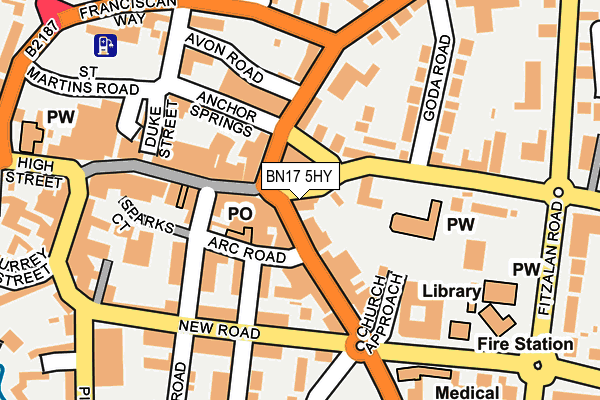 BN17 5HY map - OS OpenMap – Local (Ordnance Survey)