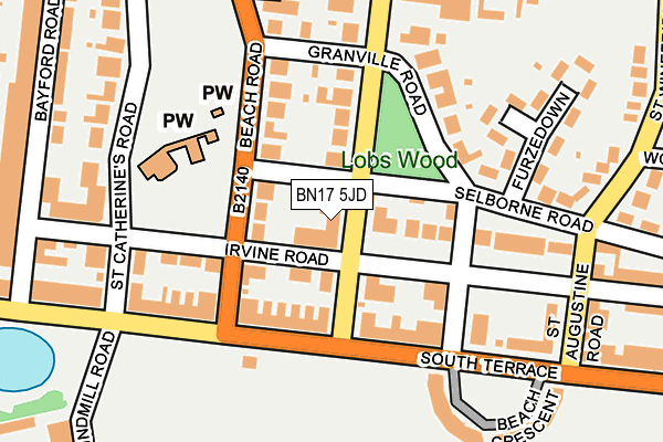 BN17 5JD map - OS OpenMap – Local (Ordnance Survey)