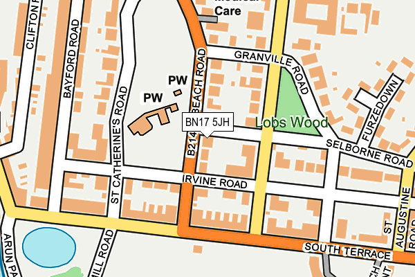 BN17 5JH map - OS OpenMap – Local (Ordnance Survey)