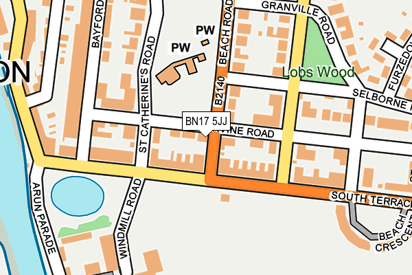 BN17 5JJ map - OS OpenMap – Local (Ordnance Survey)