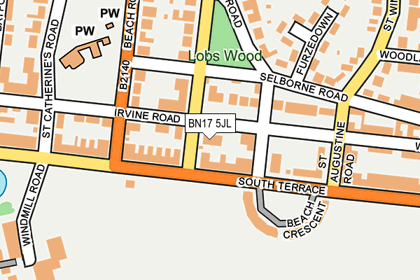 BN17 5JL map - OS OpenMap – Local (Ordnance Survey)