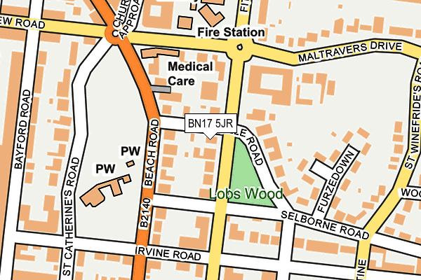 BN17 5JR map - OS OpenMap – Local (Ordnance Survey)