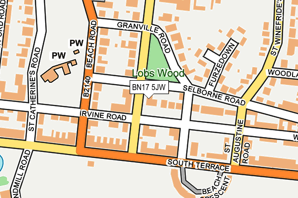BN17 5JW map - OS OpenMap – Local (Ordnance Survey)