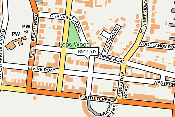 BN17 5JY map - OS OpenMap – Local (Ordnance Survey)