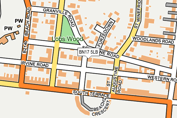 BN17 5LB map - OS OpenMap – Local (Ordnance Survey)