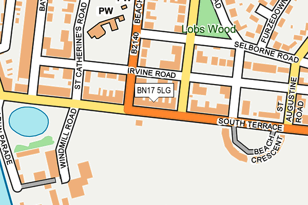 BN17 5LG map - OS OpenMap – Local (Ordnance Survey)