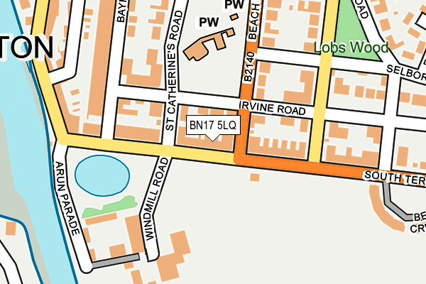 BN17 5LQ map - OS OpenMap – Local (Ordnance Survey)