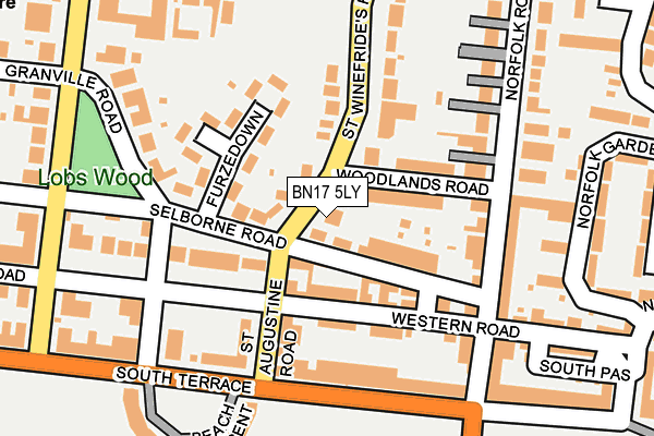 BN17 5LY map - OS OpenMap – Local (Ordnance Survey)