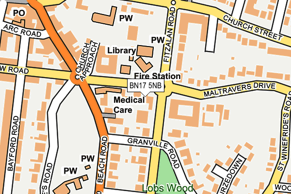 BN17 5NB map - OS OpenMap – Local (Ordnance Survey)