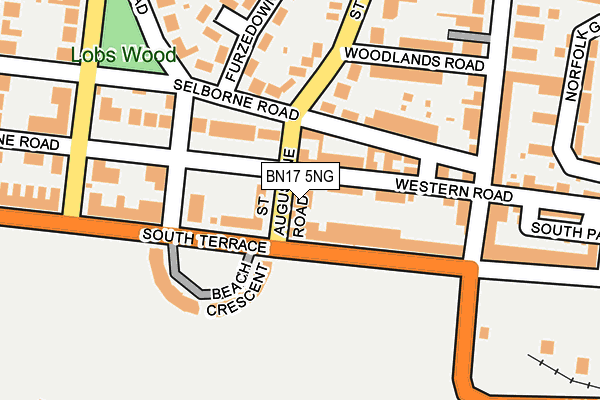 BN17 5NG map - OS OpenMap – Local (Ordnance Survey)