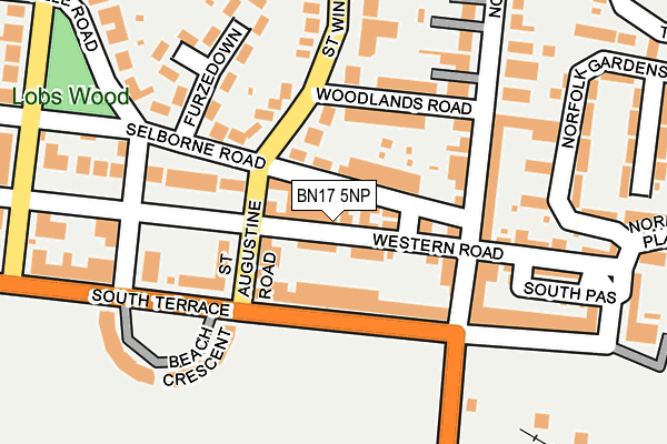 BN17 5NP map - OS OpenMap – Local (Ordnance Survey)