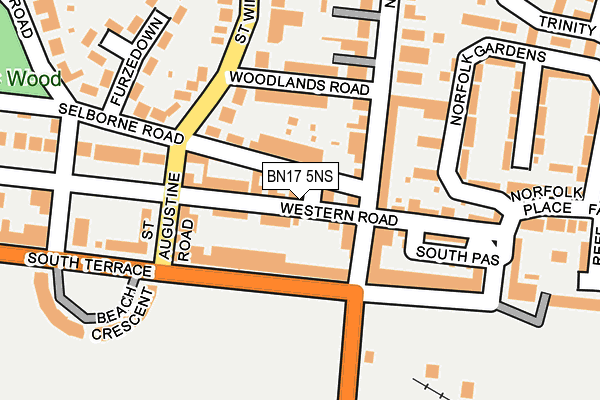 BN17 5NS map - OS OpenMap – Local (Ordnance Survey)