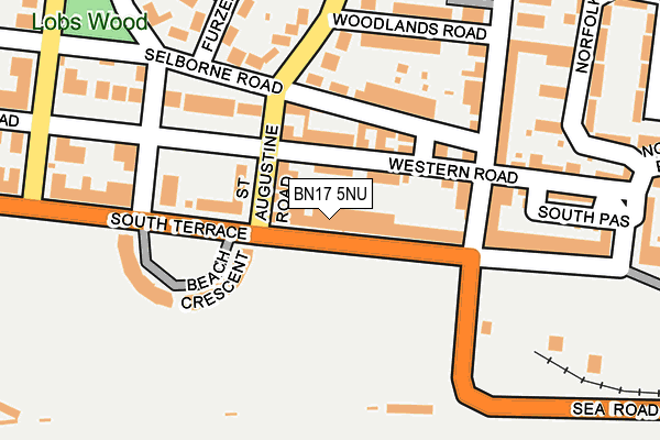 BN17 5NU map - OS OpenMap – Local (Ordnance Survey)