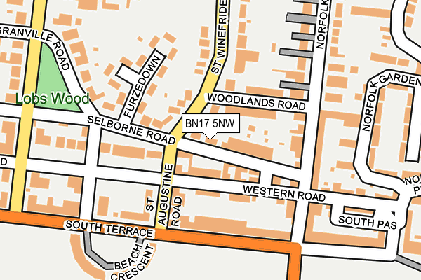 BN17 5NW map - OS OpenMap – Local (Ordnance Survey)
