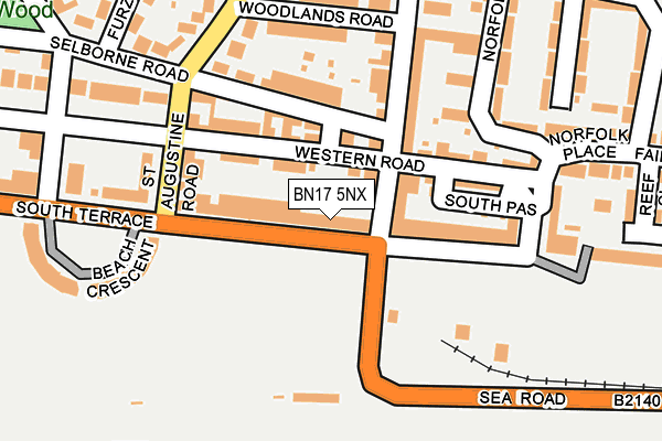 BN17 5NX map - OS OpenMap – Local (Ordnance Survey)