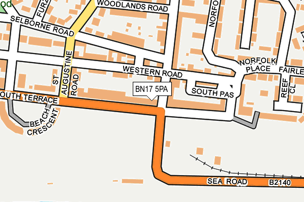 BN17 5PA map - OS OpenMap – Local (Ordnance Survey)
