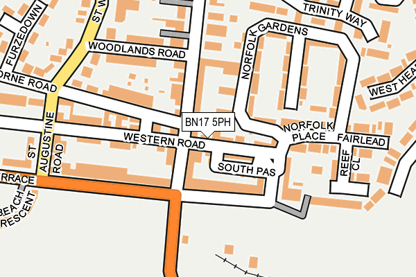 BN17 5PH map - OS OpenMap – Local (Ordnance Survey)