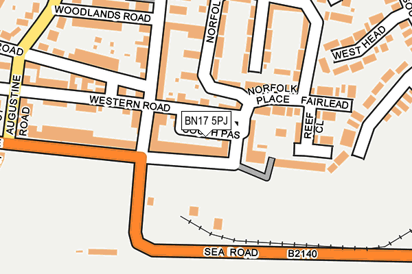 BN17 5PJ map - OS OpenMap – Local (Ordnance Survey)
