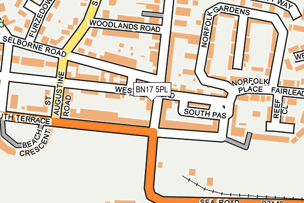 BN17 5PL map - OS OpenMap – Local (Ordnance Survey)