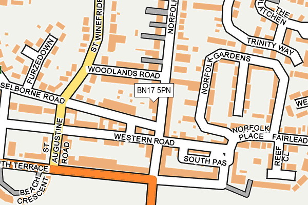BN17 5PN map - OS OpenMap – Local (Ordnance Survey)