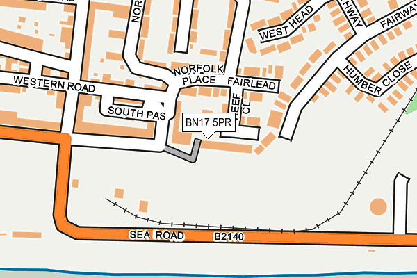 BN17 5PR map - OS OpenMap – Local (Ordnance Survey)