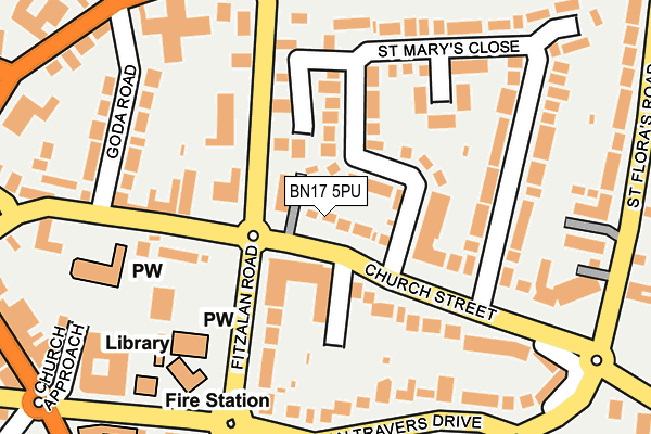 BN17 5PU map - OS OpenMap – Local (Ordnance Survey)