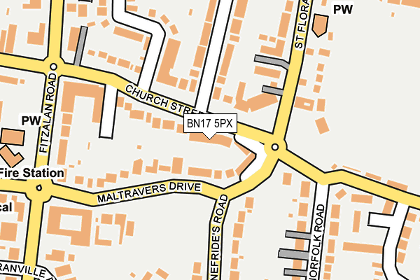 BN17 5PX map - OS OpenMap – Local (Ordnance Survey)