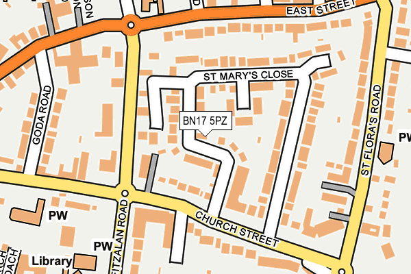 BN17 5PZ map - OS OpenMap – Local (Ordnance Survey)