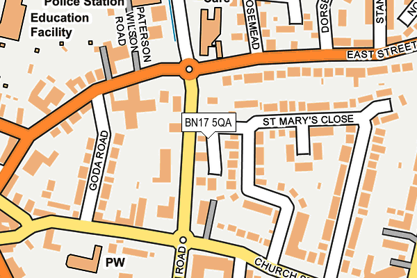 BN17 5QA map - OS OpenMap – Local (Ordnance Survey)