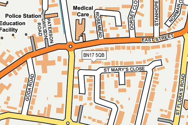 BN17 5QB map - OS OpenMap – Local (Ordnance Survey)